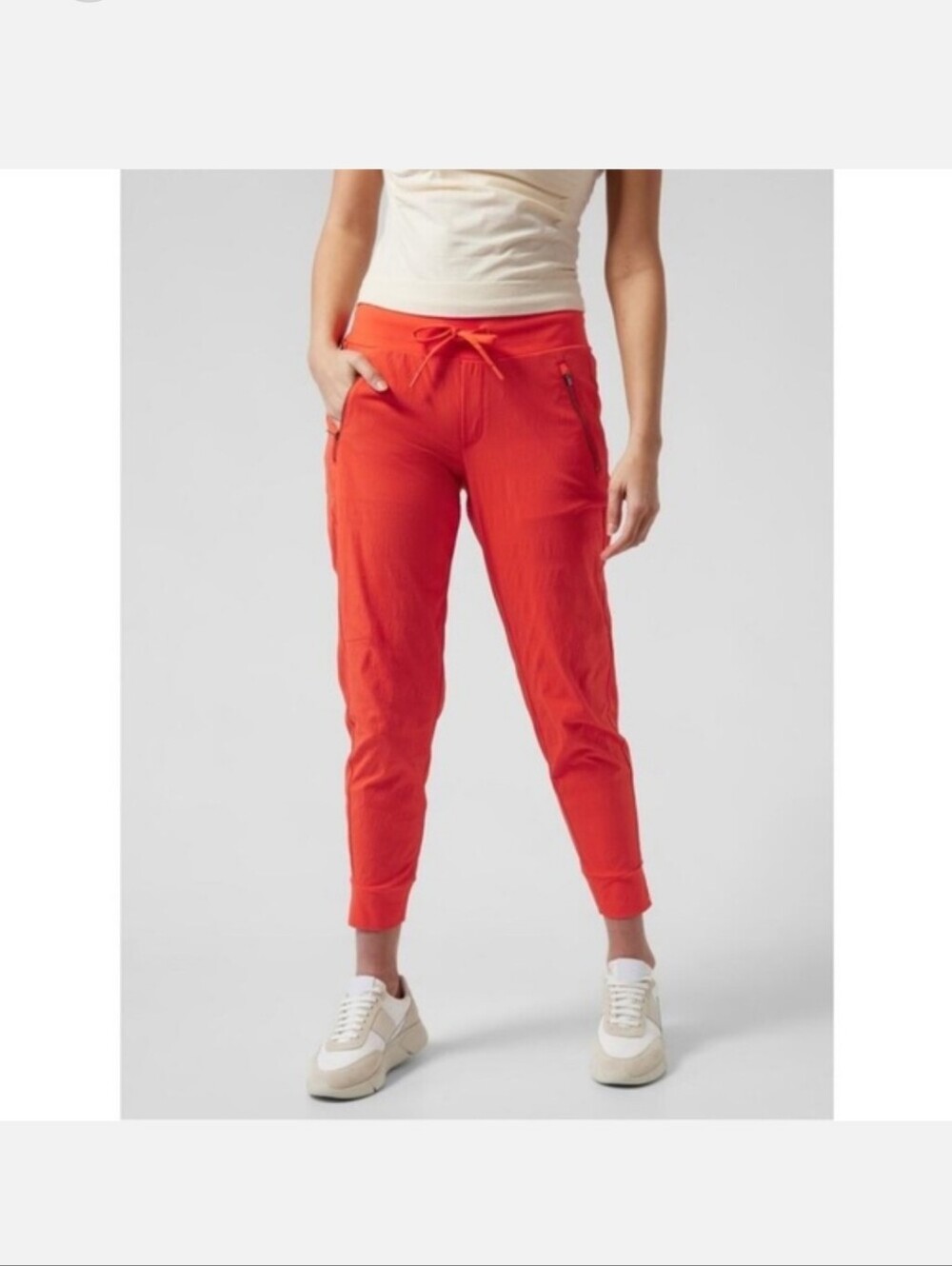 Athleta Trekkie North Jogger Pants Orange Pull On Hiking Drawstring Size 12